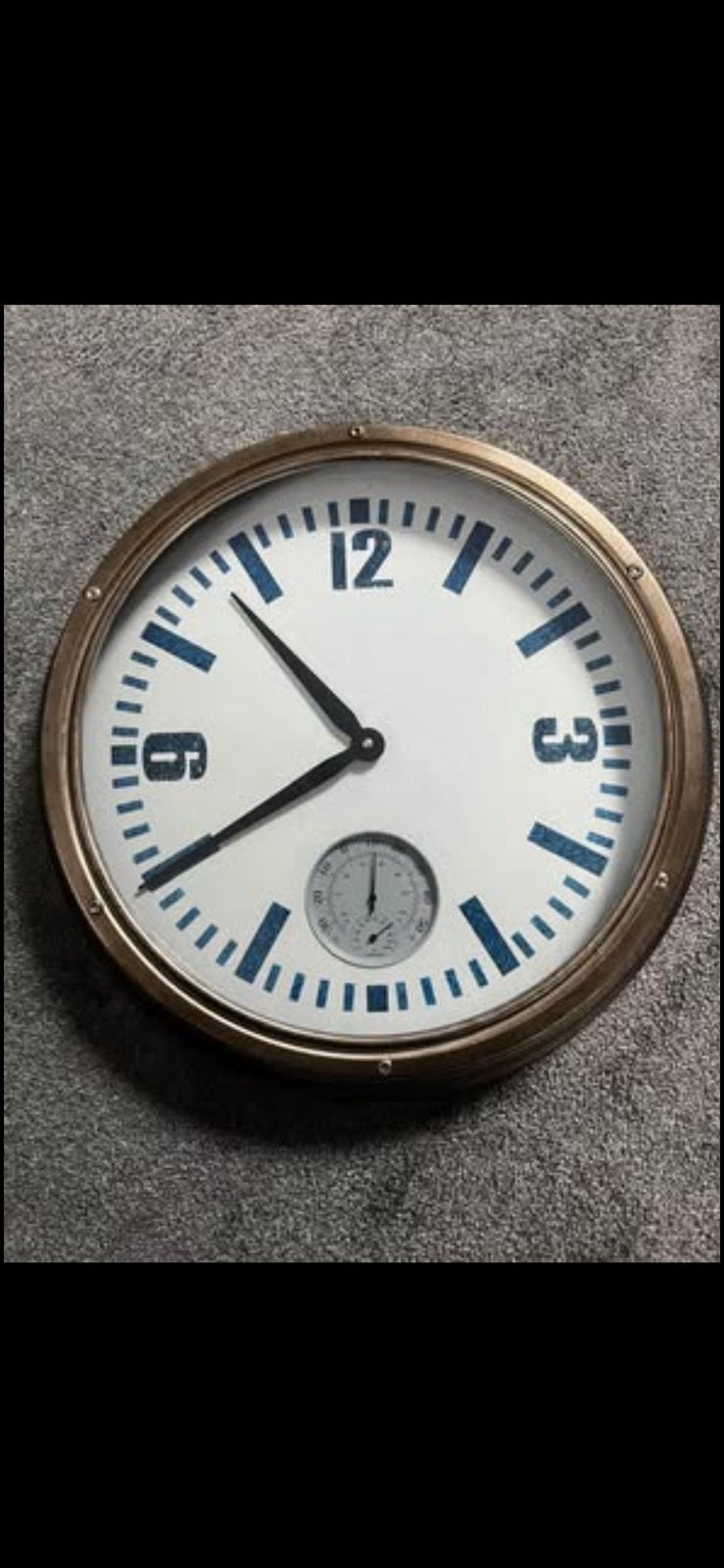 Grote ronde  klok met barometer, Ophalen, Analoog, Werkt op batterijen, Wandklok