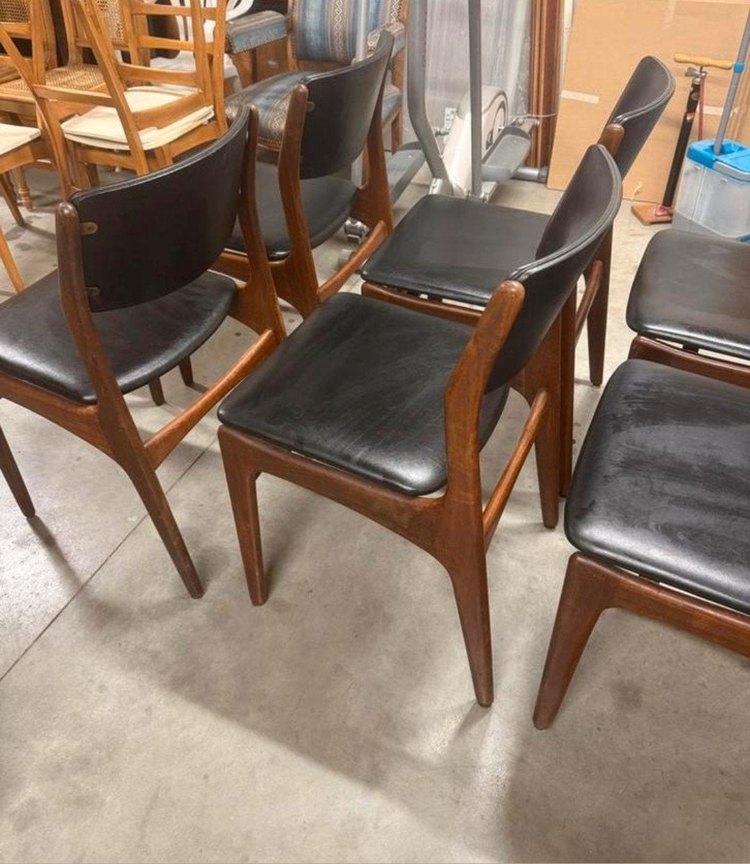 Set van 6 Vintage Webe eetkamer stoelen, Ophalen, Zwart, Vintage