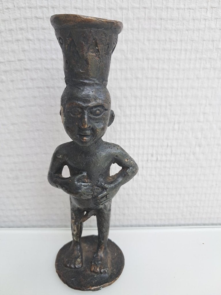 Afrikaanse vruchtbaarheids beeldje, Afrika, Handgemaakt, Ophalen of Verzenden, 14 cm