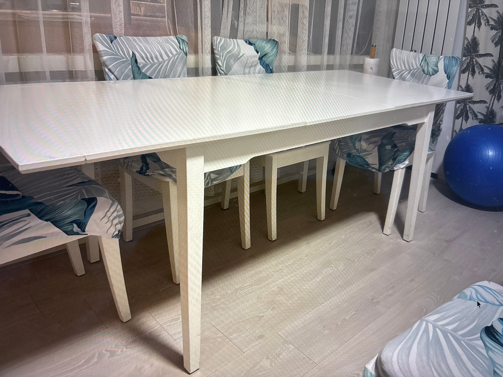 Uitschuifbare eettafel met 6 stoelen, Huis en Inrichting, Tafels | Eettafels, Gebruikt, 150 tot 200 cm, Vier personen, Rechthoekig