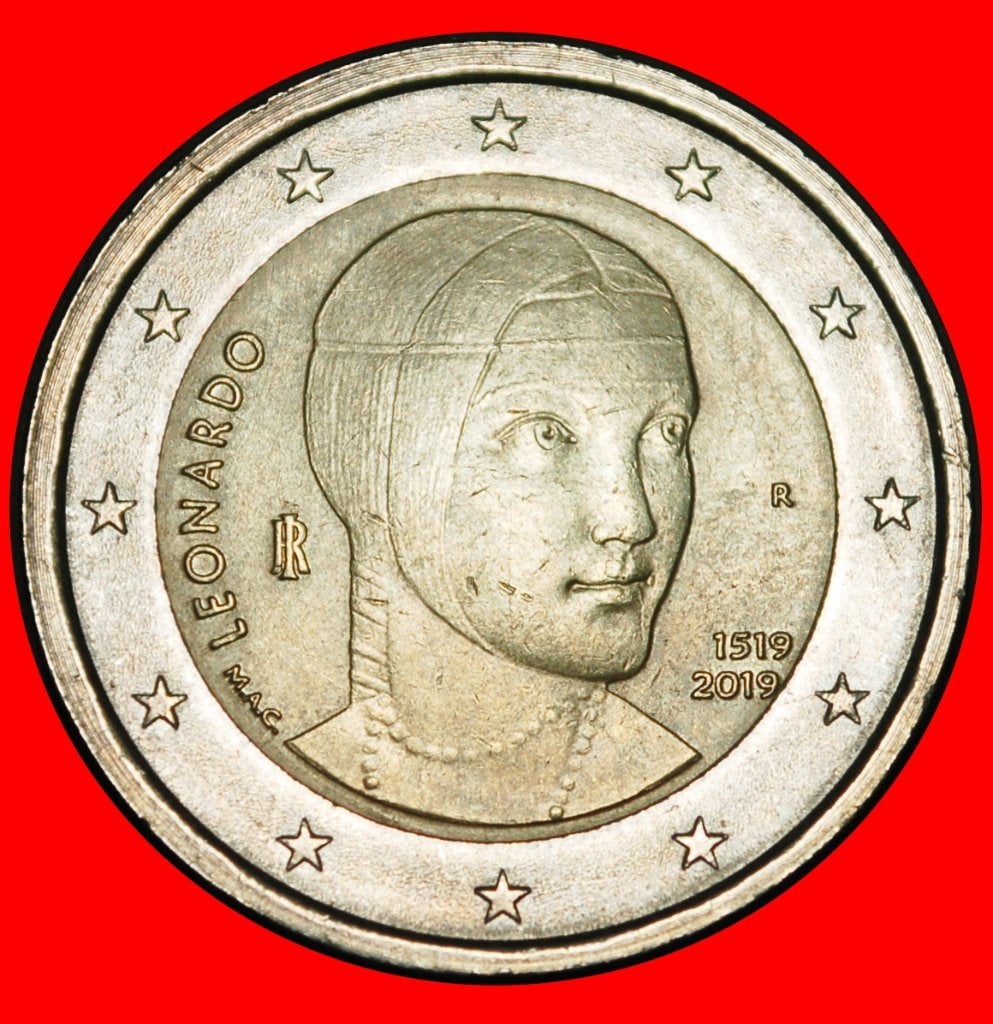 Ⰺ VINCI 1452-1519: ITALY 2 EUROS 2019R NON-PHALLIC 2008-2025, Postzegels en Munten, Ophalen of Verzenden, Italië, 2 euro, Losse munt