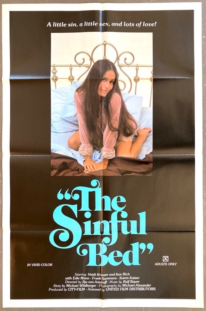 The Sinful Bed (1973) - Originele filmposter, Verzamelen, Ophalen of Verzenden, Zo goed als nieuw, A1 t/m A3, Film en Tv
