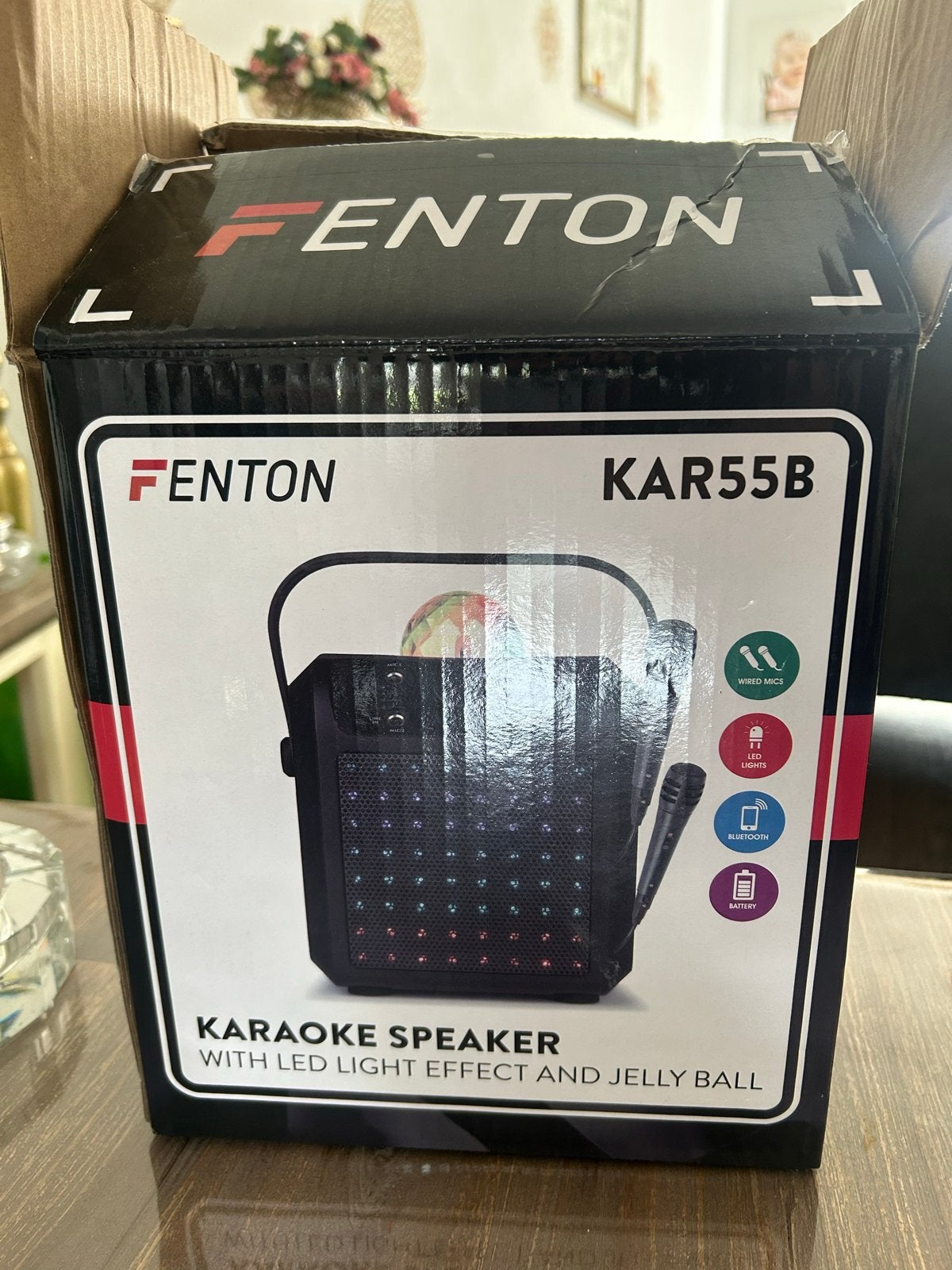 Fenton KAR55B Karaoke Speaker met LED Lichteffect, Audio, Tv en Foto, Karaoke-apparatuur, Ophalen, Nieuw, Luidspreker(s)