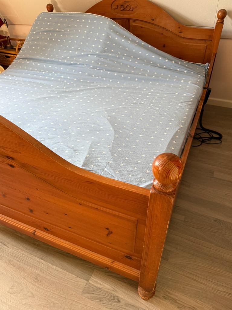 2 persoons bed 180x 200 electrisch verstelbaar, Ophalen, Nostalgische stijl, Bruin, Tweepersoons