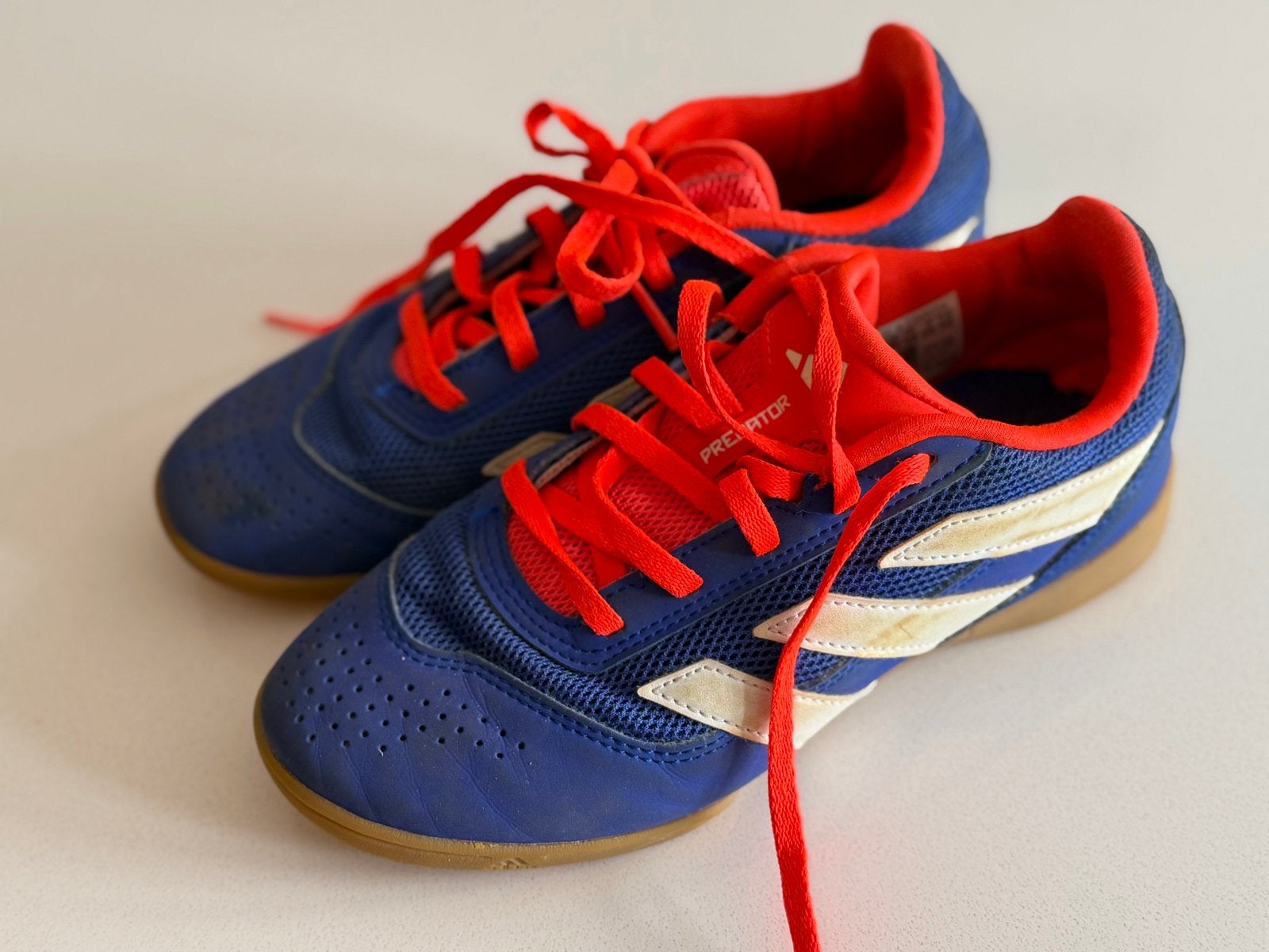 Adidas Predator zaalvoetbalschoenen - Blauw/Rood maat 35, Ophalen, Gebruikt, Schoenen