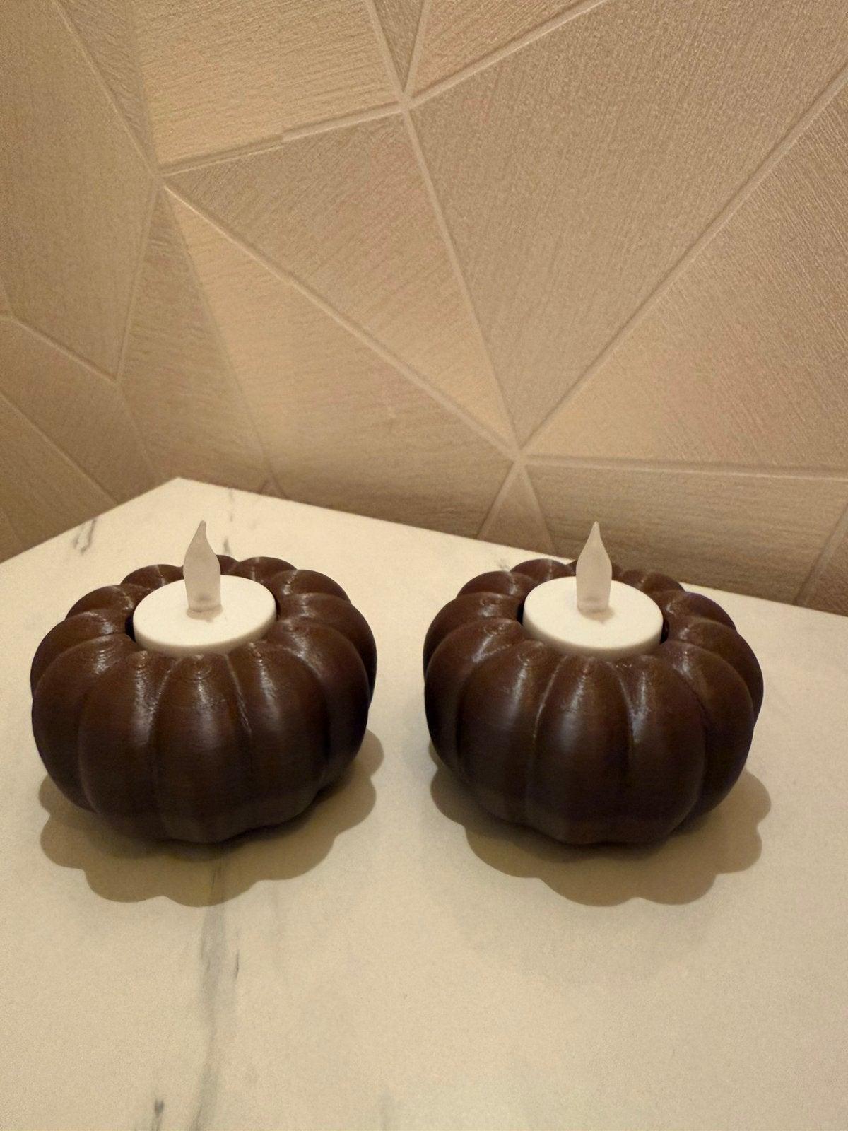 3D-geprinte pompoen waxinelichthouders, Huis en Inrichting, Ophalen of Verzenden, Nieuw