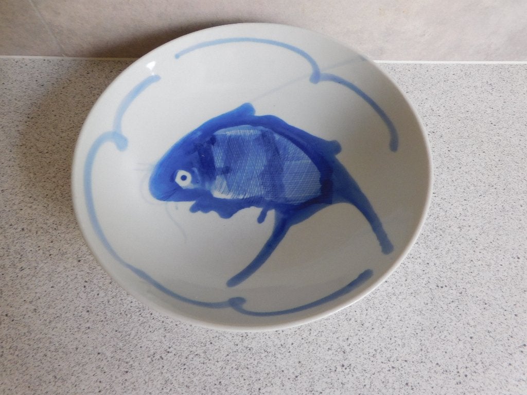 Diep bord Koi Blauw - 22,5 cm, Ophalen of Verzenden