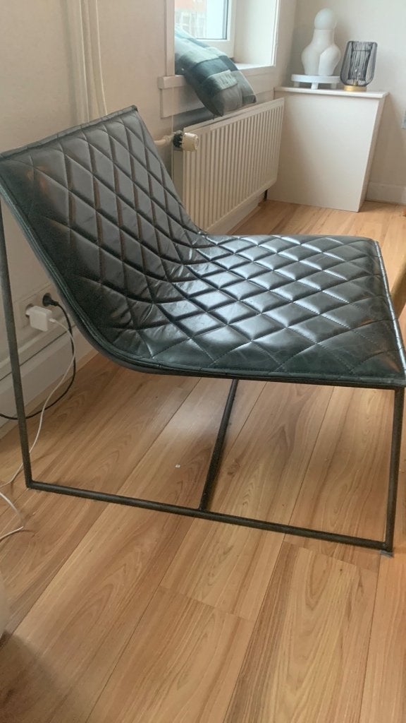 Leren zitstoel fauteuil, Huis en Inrichting, Fauteuils, Ophalen, Zo goed als nieuw, 75 tot 100 cm, 50 tot 75 cm