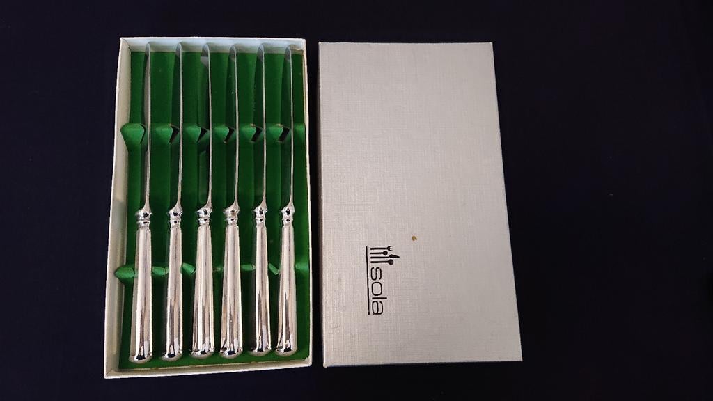 Haags Lofje verzilverde dinermesen van Sola 6 stuks, Ophalen, Zo goed als nieuw, Zilver