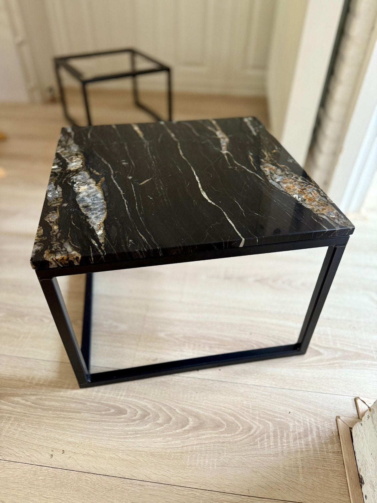 Natuursteen tafel zwart, Ophalen, Overige materialen, Vierkant, 50 tot 100 cm