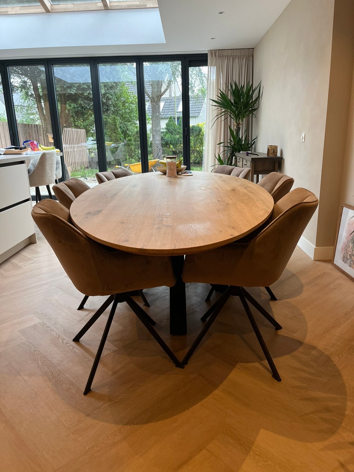 Riviera Maison eetkamer stoelen velvet draaibaar, Ophalen, Overige materialen, 50 tot 100 cm, Zo goed als nieuw