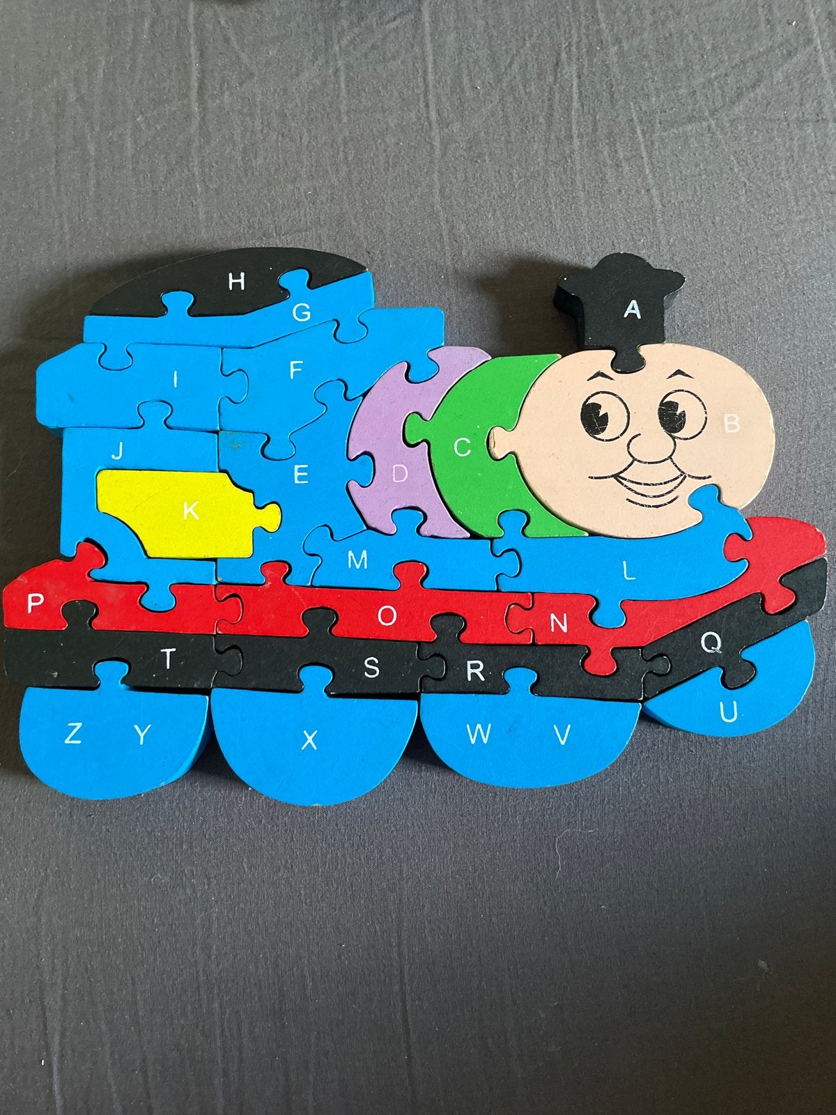 Houten Thomas de Trein Puzzel met Nummers en Letters, Ophalen, 2 tot 4 jaar, Gebruikt, 10 tot 50 stukjes
