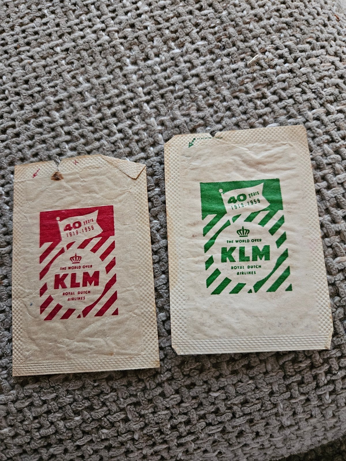 KLM 40 Jaar Jubileum Zakjes (1919-1959), Verzamelen, Ophalen of Verzenden, Gebruikt, Overige typen
