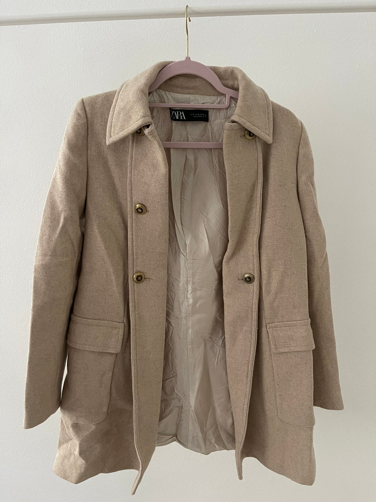 Beige jas Zara, Ophalen, Zo goed als nieuw, Maat 34 (XS) of kleiner, Beige