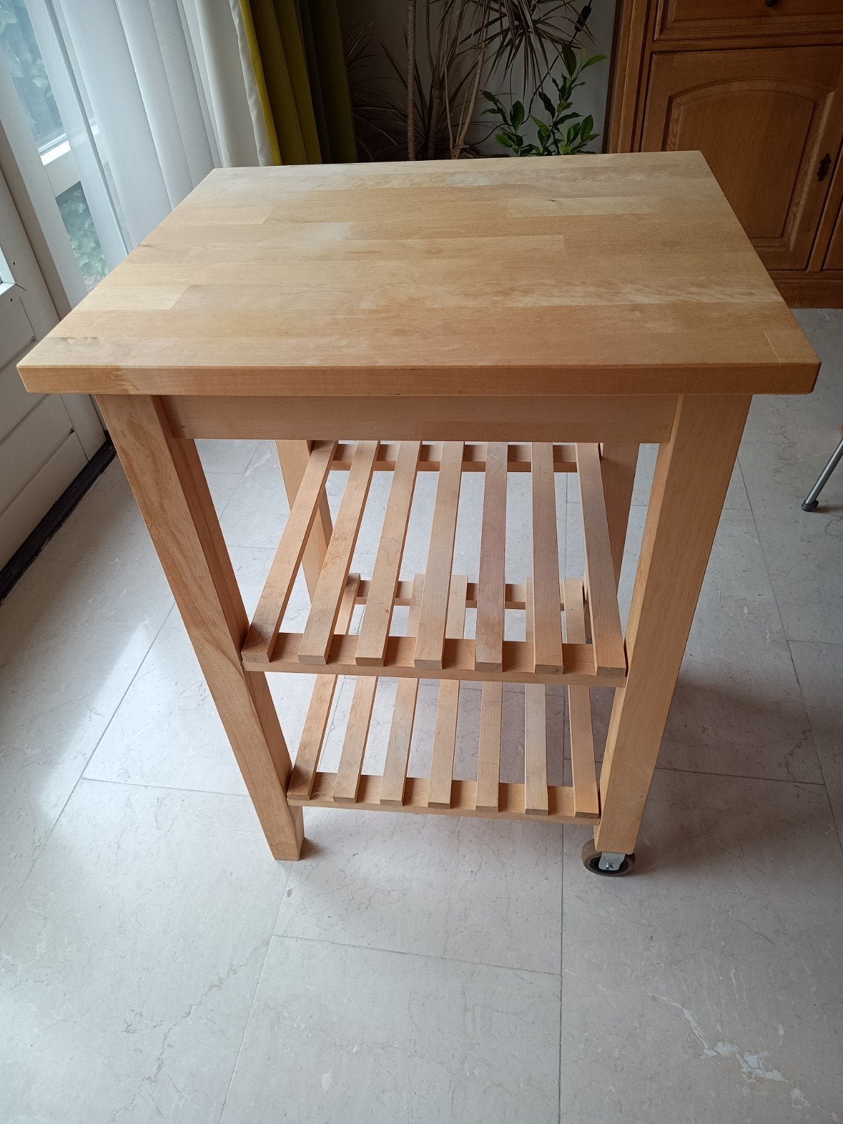 Ikea mooie houten keuken trolley met wieltjes, Ophalen, Zo goed als nieuw, Hout, IKEA