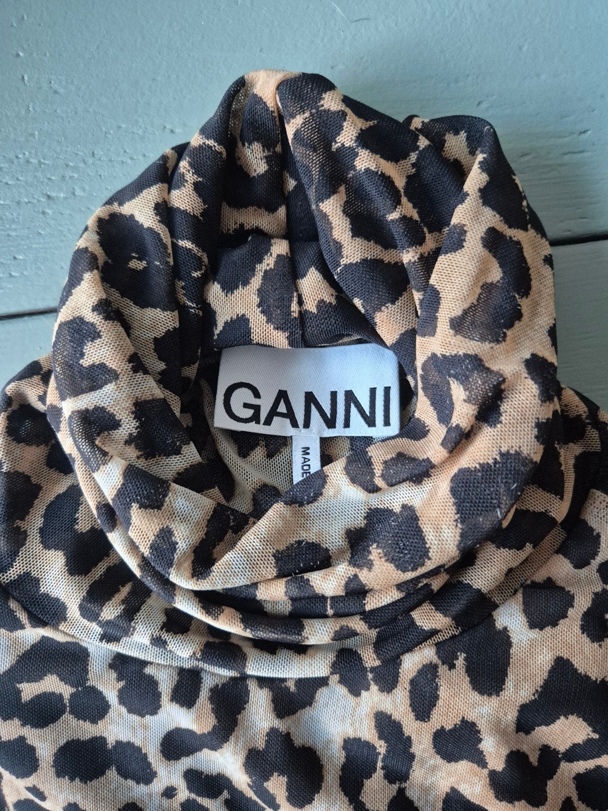 Ganni leopard mesh col 34, Bruin, Ganni, Ophalen of Verzenden, Zo goed als nieuw