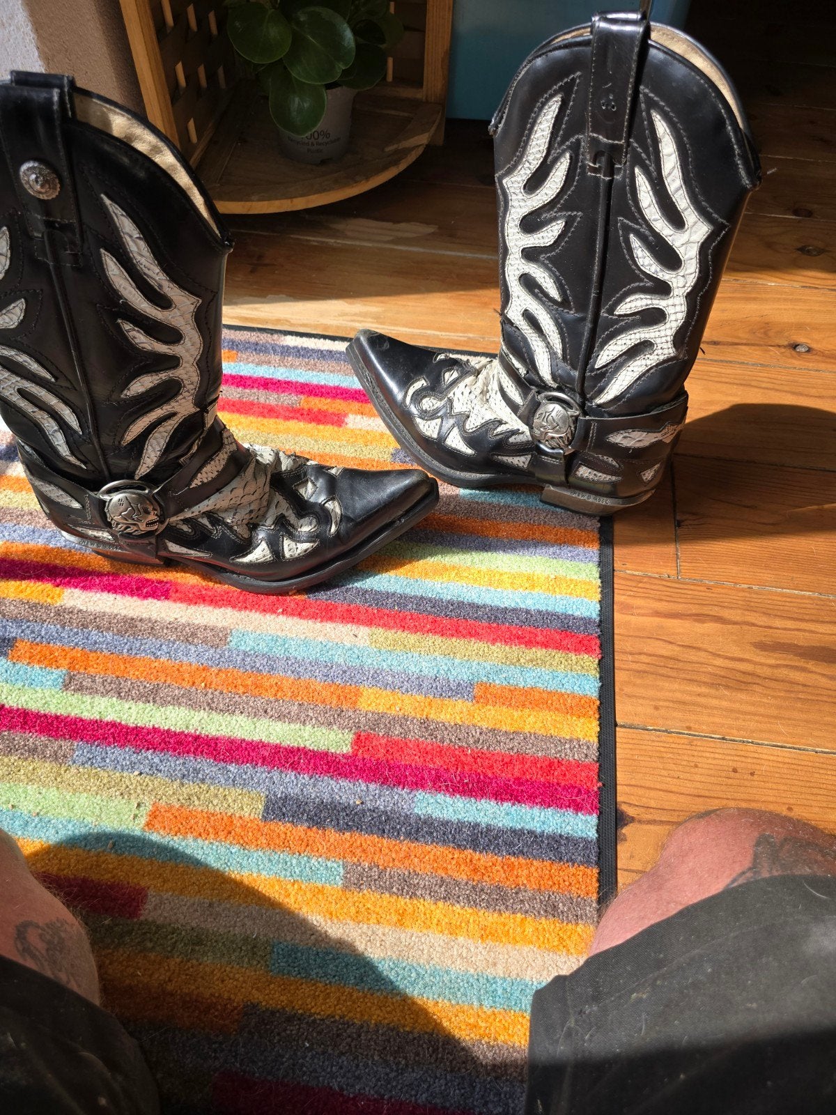 New Rock Cowboylaarzen Zwart/Wit Slangenprint, Kleding | Heren, Ophalen of Verzenden, Gedragen, Zwart