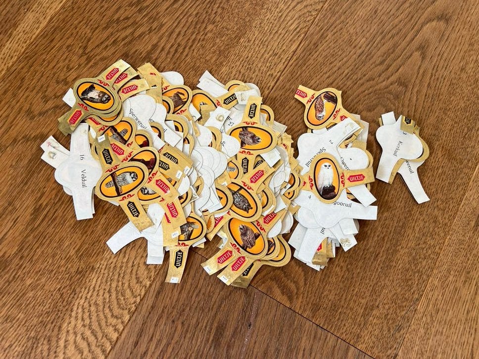 Grote hoeveelheid Uiltje vintage sigarenbandjes, Ophalen of Verzenden, Gebruikt