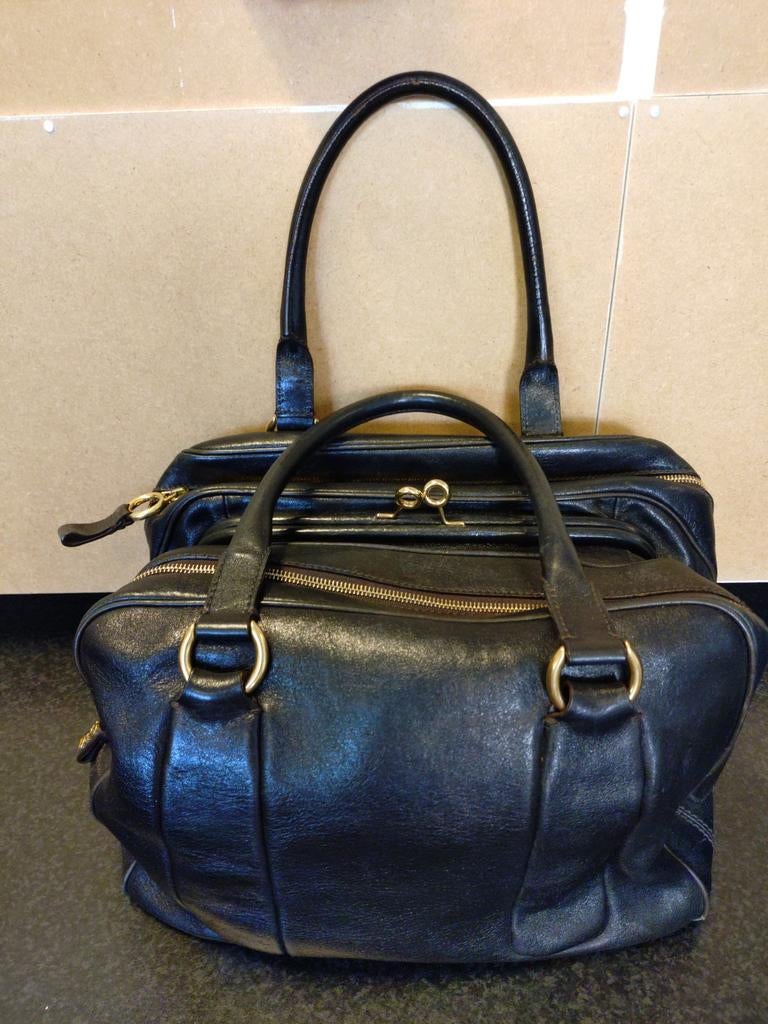 D&G Dolce & Gabbana Zwarte Leren Handtas, Gebruikt, Via Carlo Goldoni 10, 20129 Milaan, Italië, Zwart, Ophalen of Verzenden