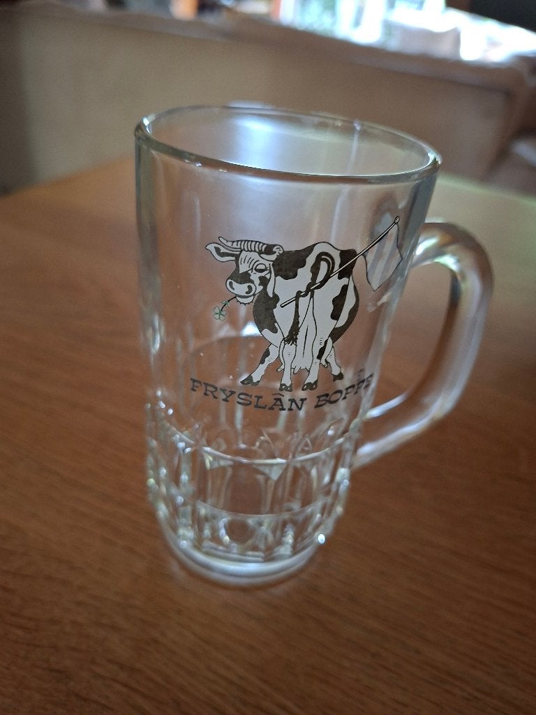 glazen bierpul met oor Fryslân boppe, Ophalen of Verzenden, Zo goed als nieuw, Bierglas