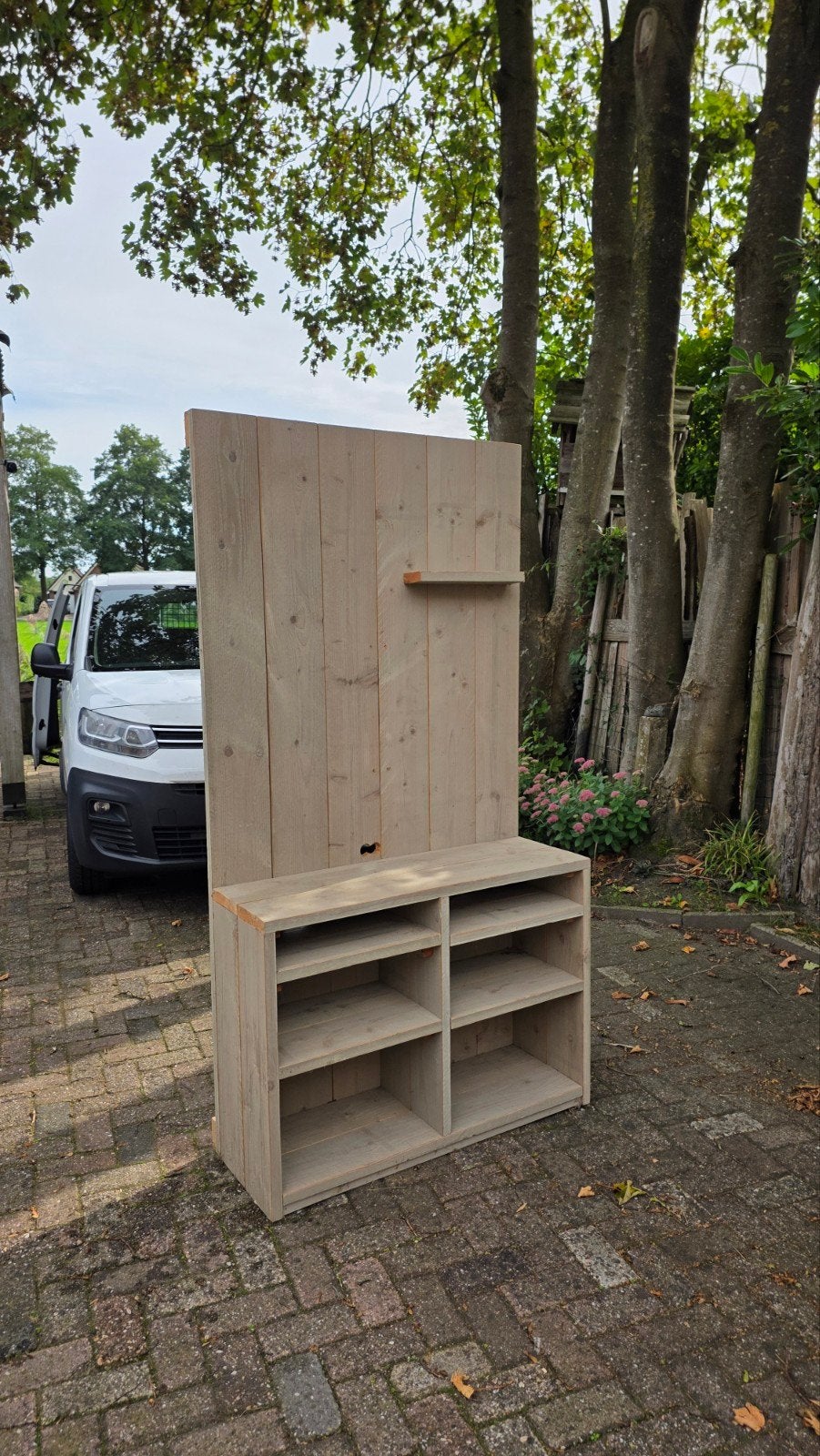Houten wandmeubel met opbergruimte en plankje, Gebruikt, 100 tot 150 cm, Ophalen of Verzenden, 150 tot 200 cm