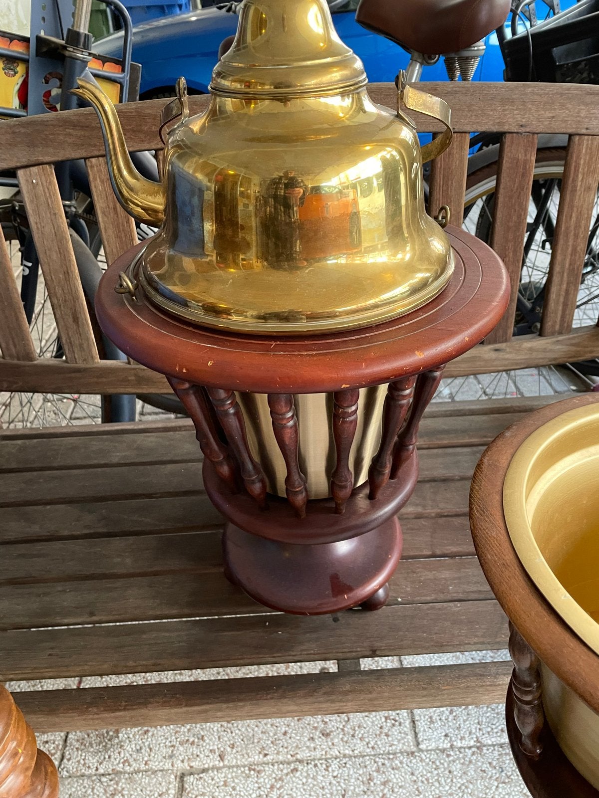 2 Noten plantenstandaards + koperen ketel, Ophalen, Koper