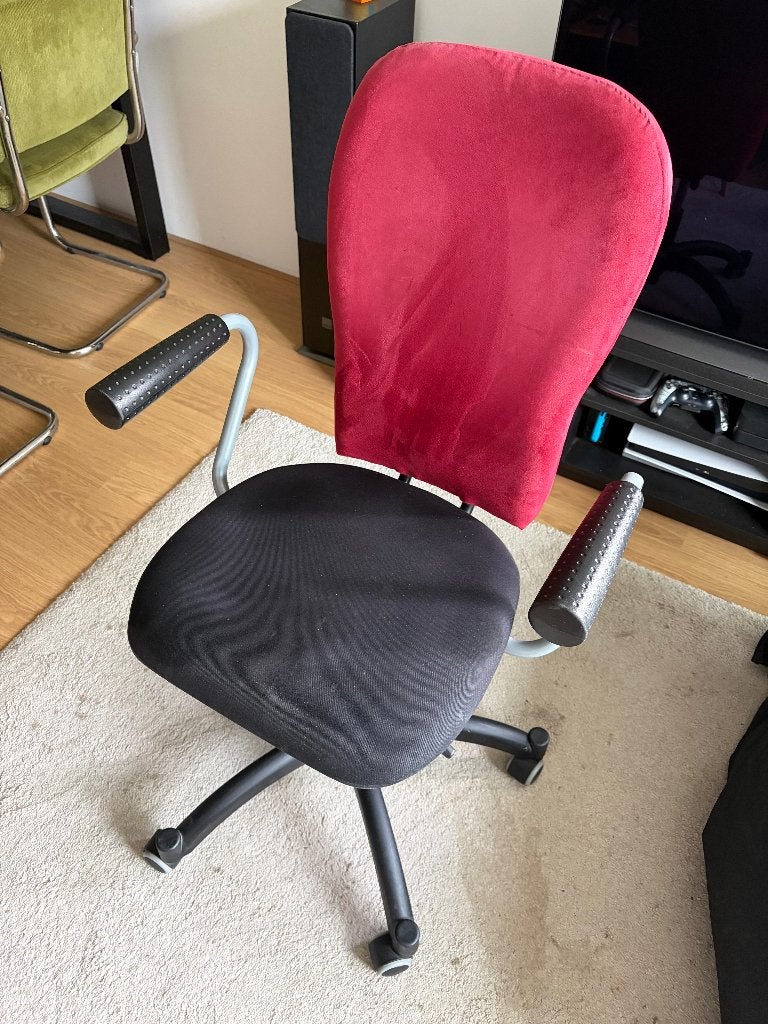 Bureaustoel (rood/zwart), Ophalen, Gebruikt, Bureaustoel, Rood