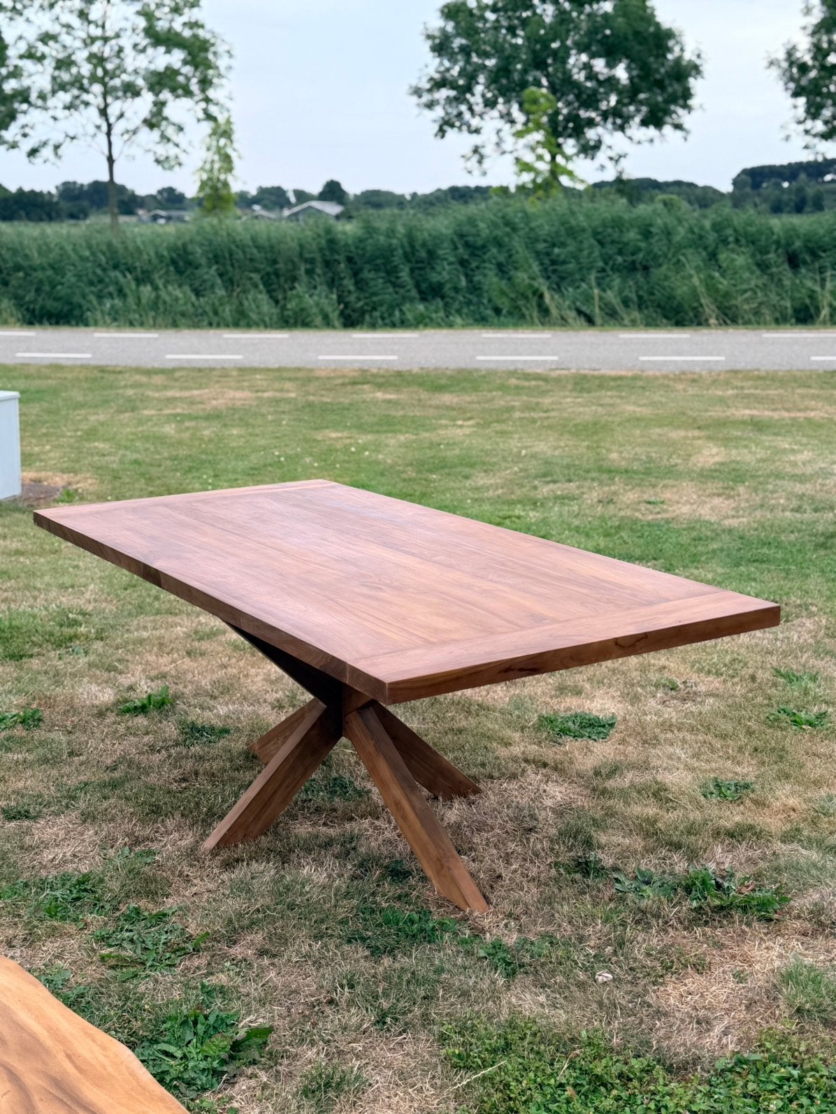 Teak eetkamertafel spin poot NIEUW HOOGWAARDIG, Huis en Inrichting, Tafels | Eettafels, Ophalen, Teakhout, 50 tot 100 cm, Rechthoekig