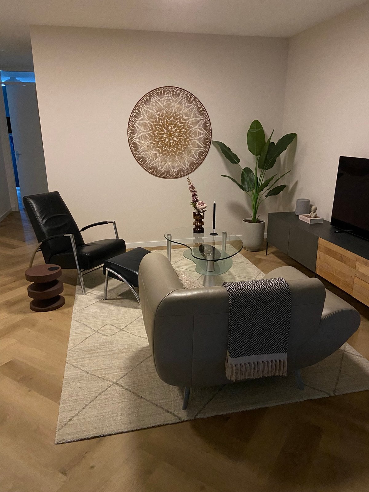 Te koop prachtige leren Harvink fauteuil met voetenbank, Ophalen, 75 tot 100 cm