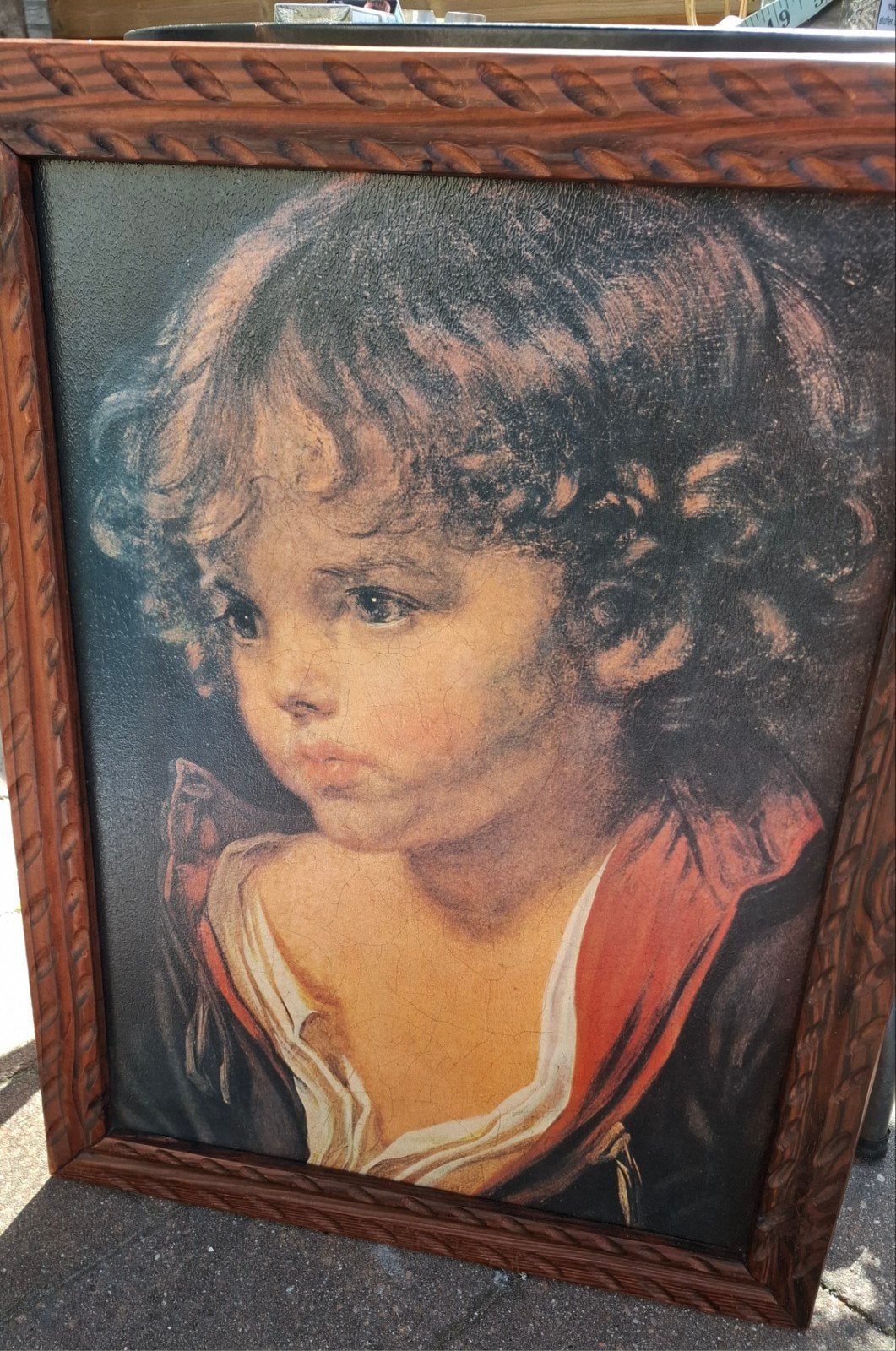 Vintage Reproductie "De Kleine Blonde Jongen" - J.B. Greuze, Ophalen of Verzenden