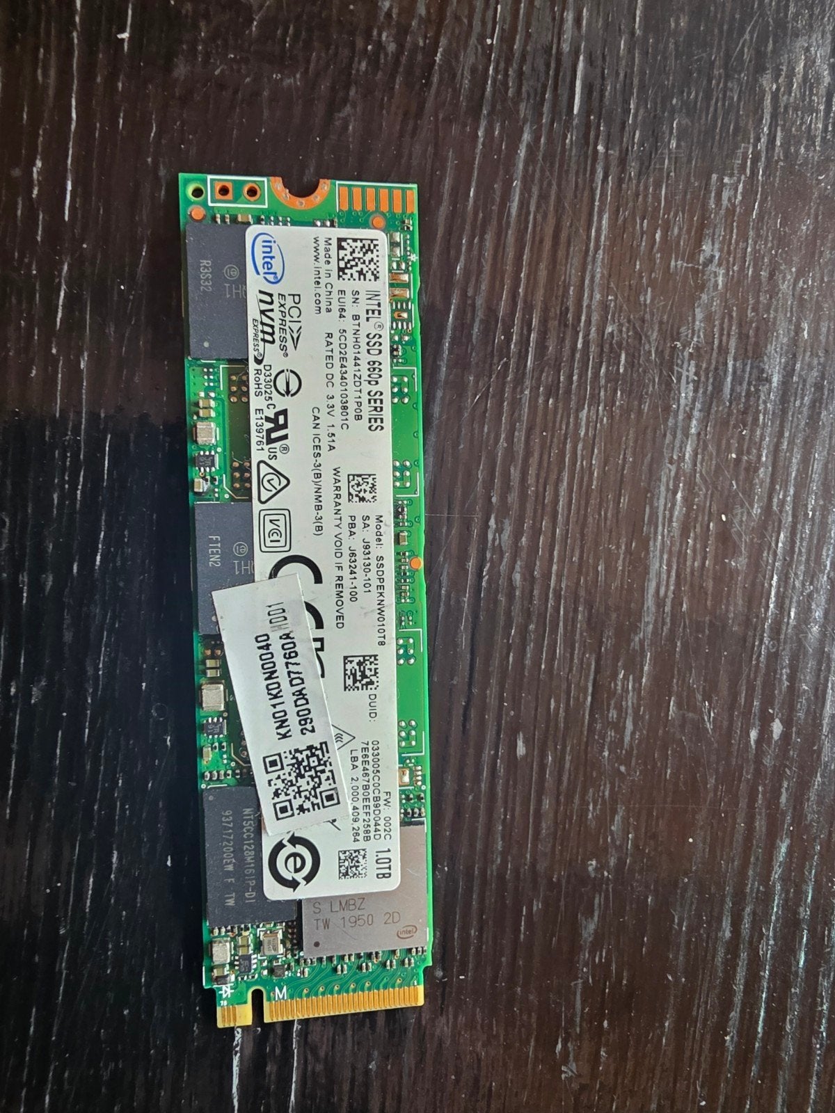 intel SSD M.2 NVMe  1TB, Computers en Software, Harde schijven, Gebruikt, 1tb, Intel, Ophalen of Verzenden