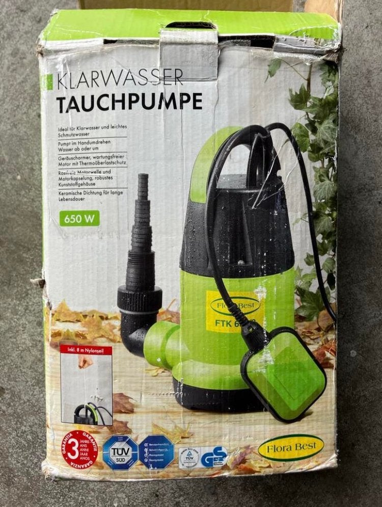 Flora Best Dompelpomp FTK 650/8 voor helder water, Ophalen of Verzenden, Gebruikt, Elektrisch, Dompelpomp