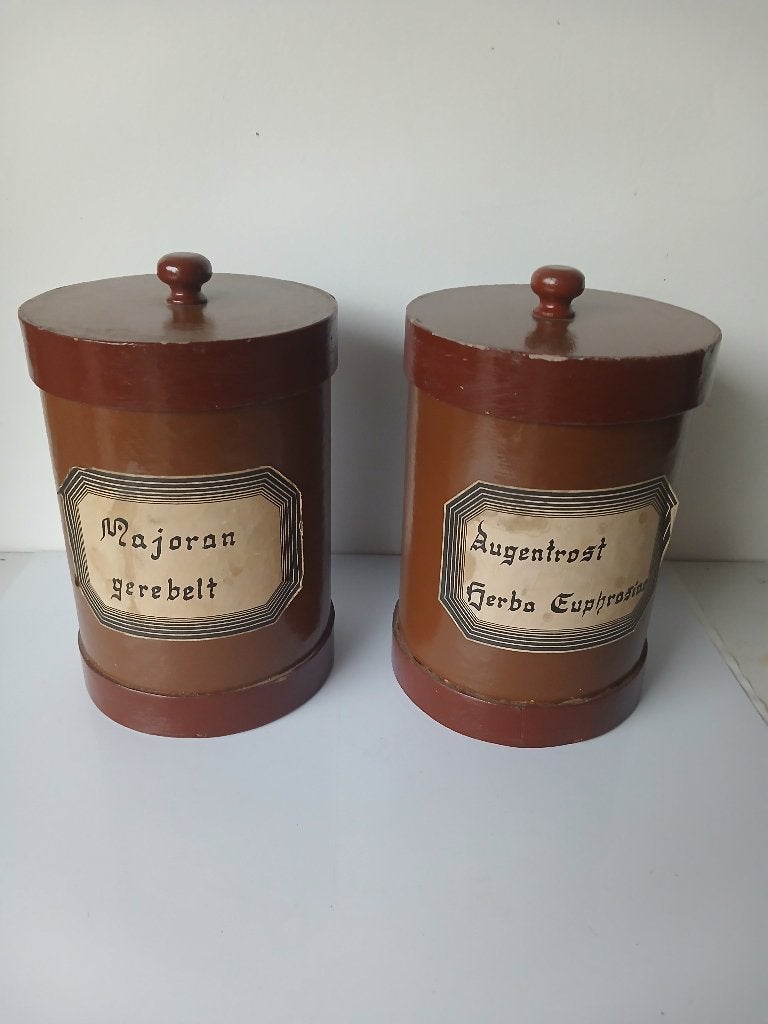2 oude apothekers kruiden"potten" ca. 22 cm hoog, Verzenden