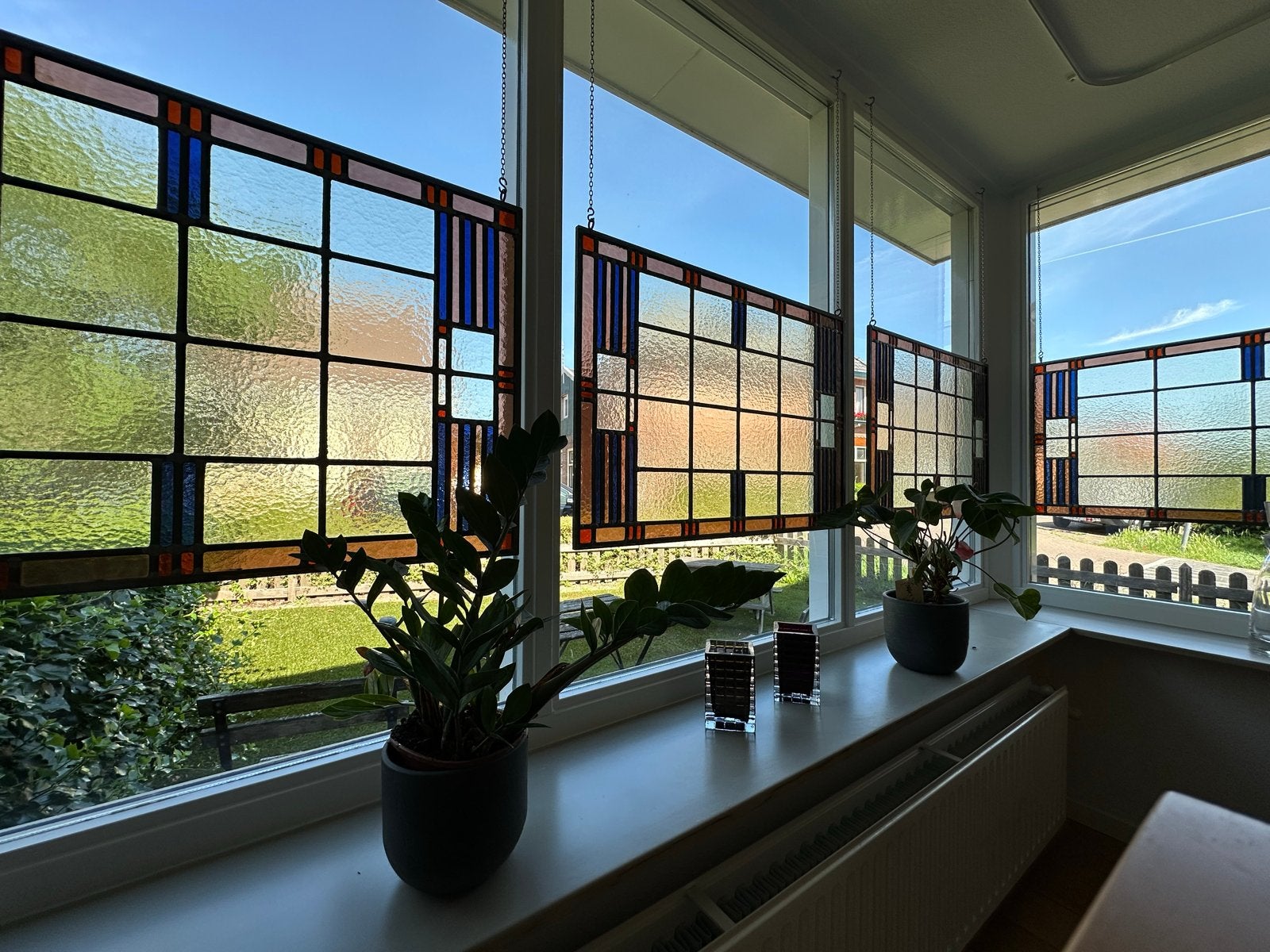 Decoratieve glas-in-lood panelen (6 stuks) - Kathedraalglas, Ophalen, Gebruikt, Meerkleurig, Overige stijlen