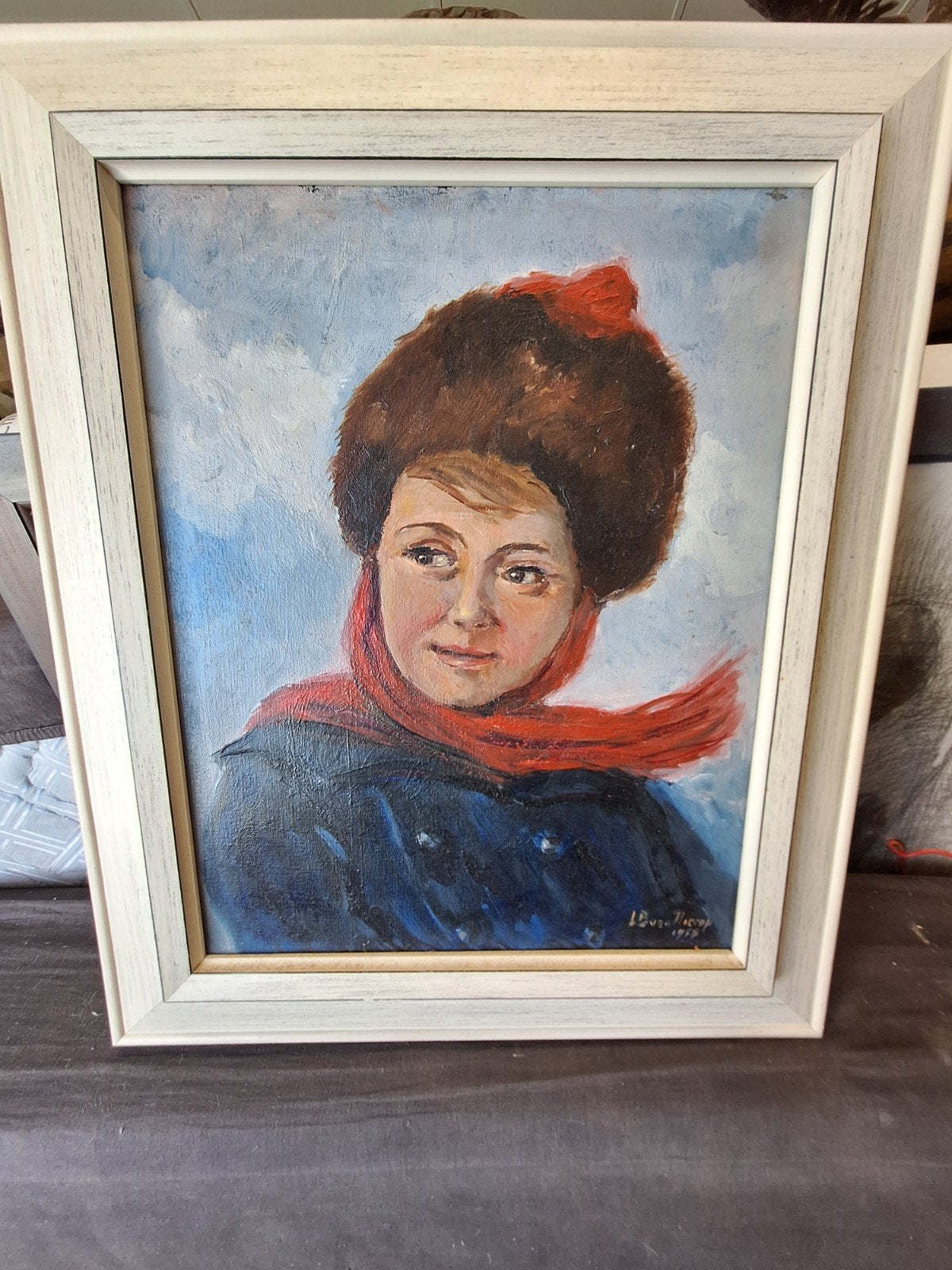 Schilderij L.B. van Nierop 1958 - Portret van een meisje, Doek, Portret of Personen, Realistisch, Ophalen of Verzenden