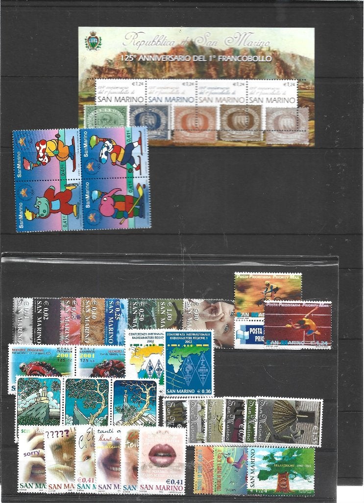 SAN MARINO JAARGANG 2002 POSTFRIS ONGEVEER 42 EURO, Ophalen of Verzenden, Postfris
