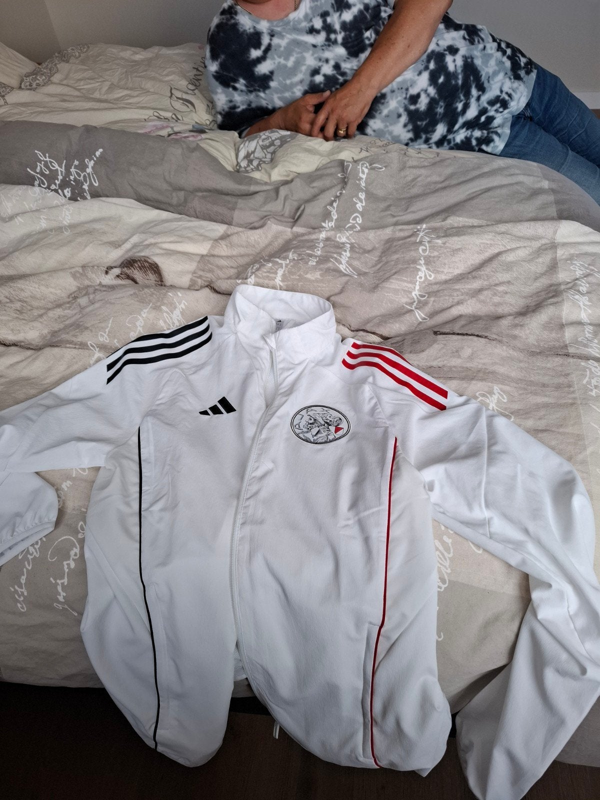 Ajax trainingsjas, Wit, Ophalen of Verzenden, Zo goed als nieuw, Adidas