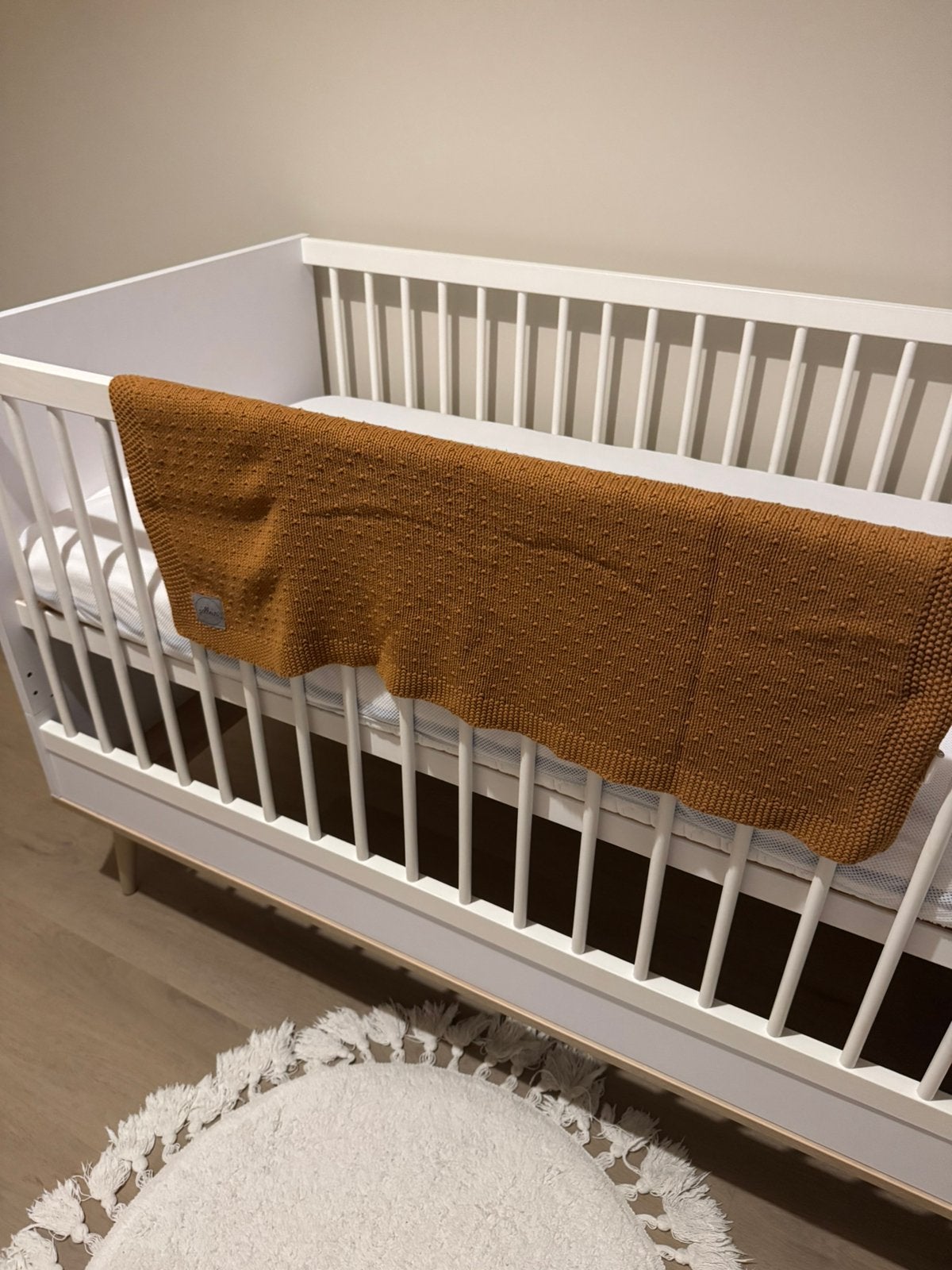 Jollen deken voor ledikant 75x100. Bliss knite - bruin, Wasbaar, Ophalen of Verzenden, Zo goed als nieuw, Bruin