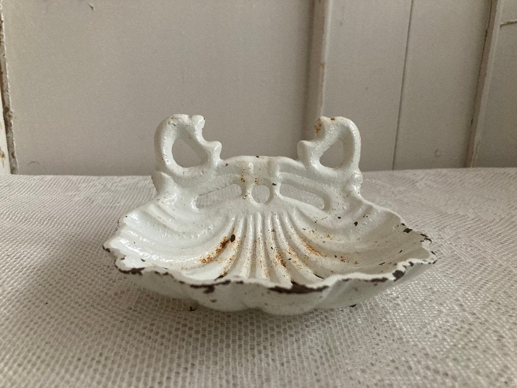 Brocante oud wit gietijzeren zeepbakje, Ophalen of Verzenden
