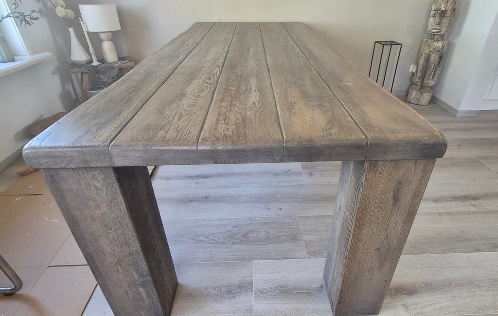 Hele grote eettafel 2.40 x 1.00, Huis en Inrichting, Tafels | Eettafels, Gebruikt, Eikenhout, 200 cm of meer, Ophalen of Verzenden