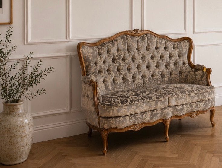Vintage barok bank queen ann, Antiek en Kunst, Antiek | Meubels | Stoelen en Banken, Ophalen of Verzenden
