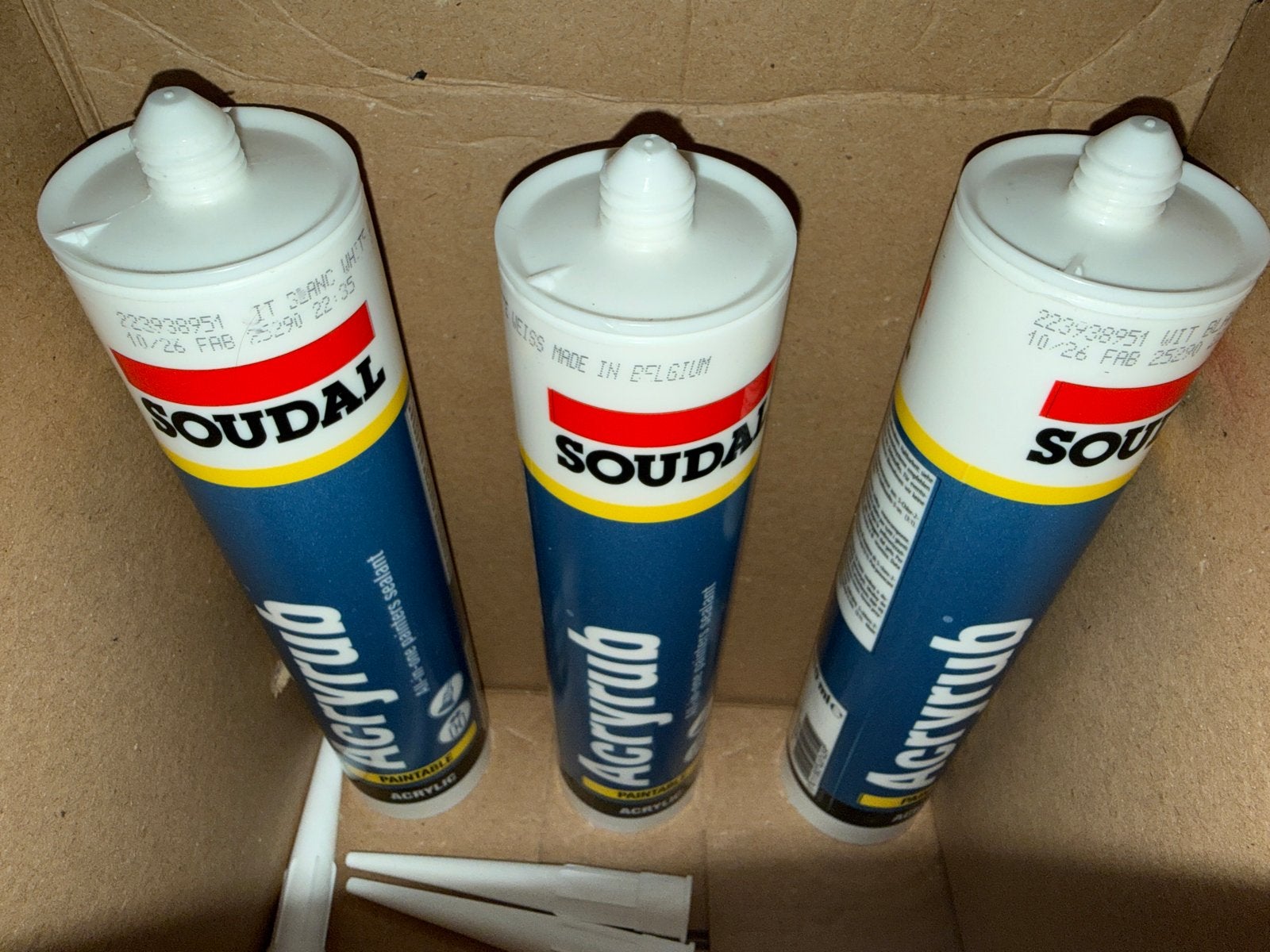 Soudal Acryrub Acrylkit - 3 stuks, Ophalen, Nieuw