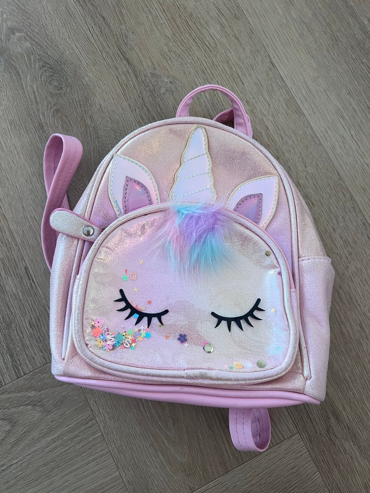 Roze unicorn rugtas met glitters, Ophalen of Verzenden, Zo goed als nieuw, Overige merken