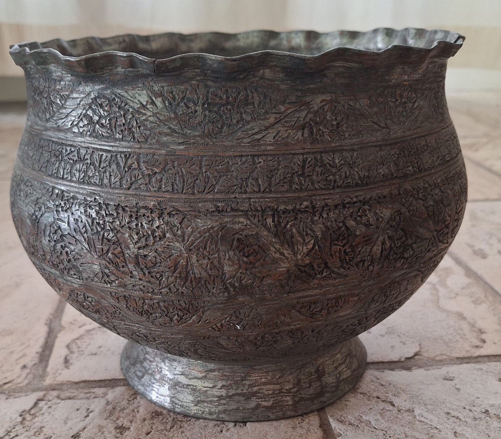 Antieke islamitische pot met gravures, Antiek en Kunst, Antiek | Koper en Brons, Ophalen of Verzenden