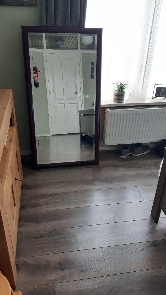 Spiegel 70 x 130 cm met facet glas met bordeaux rode rand, Ophalen, 100 tot 150 cm, Zo goed als nieuw, Rechthoekig