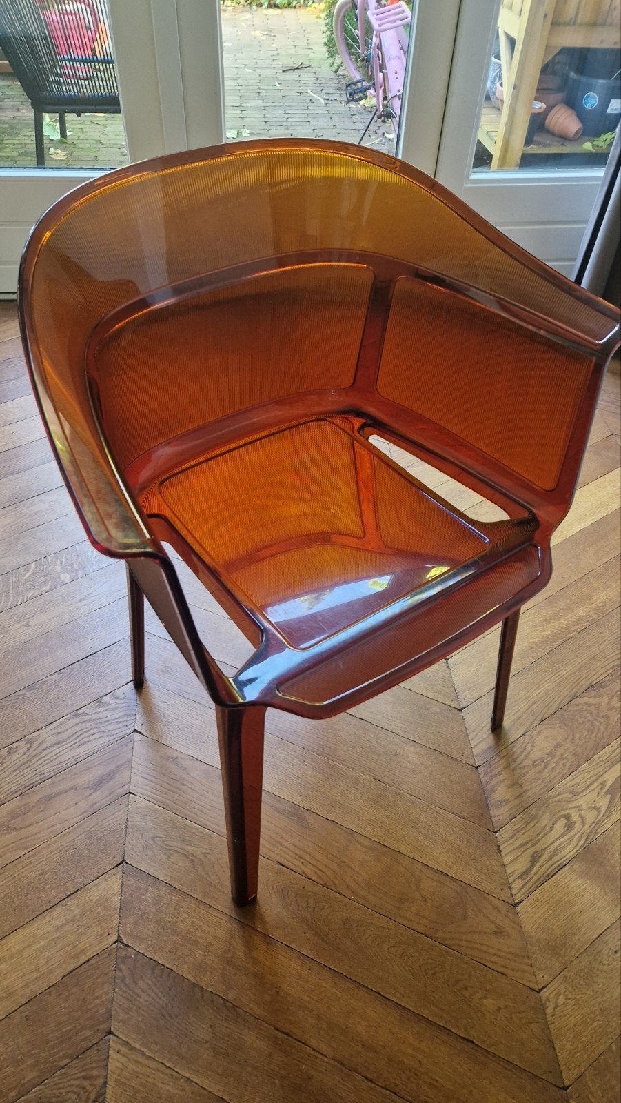 Vintage stoel Kartell Papyrus, Huis en Inrichting, Ophalen, Kunststof, Gebruikt, Bruin