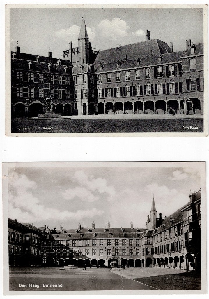 Den Haag. 2 kaarten van het Binnenhof., Verzamelen, Ophalen of Verzenden, Gelopen, Zuid-Holland