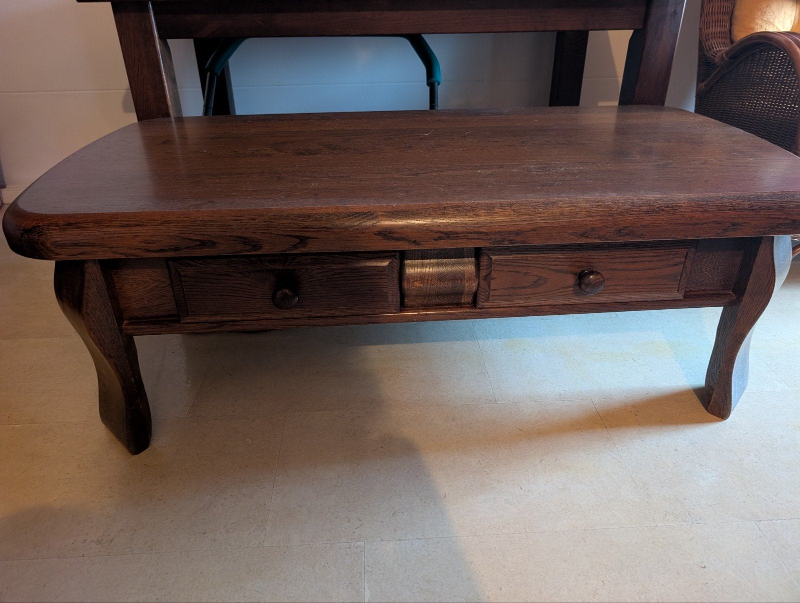 Eikenhouten salontafel, Huis en Inrichting, Tafels | Salontafels, Ophalen, Gebruikt, Eikenhout, 100 tot 150 cm