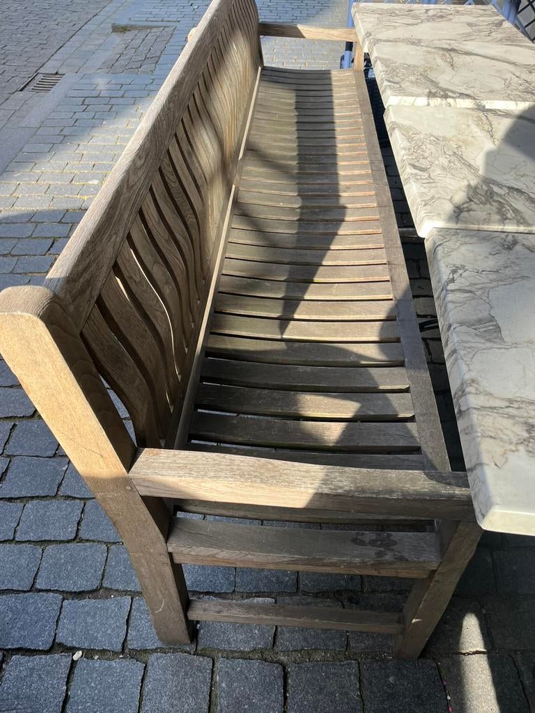 Teak tuinbank 260cm inclusief kussens (2stuks), Ophalen, Gebruikt, Teakhout