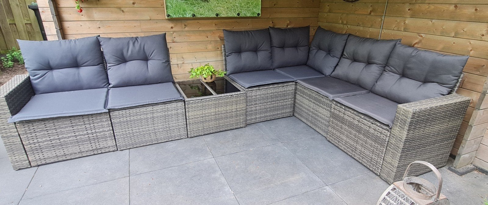 Loungeset vidaXL 7 delig met tafel en kussens, Tuin en Terras, Tuinsets en Loungesets, Ophalen